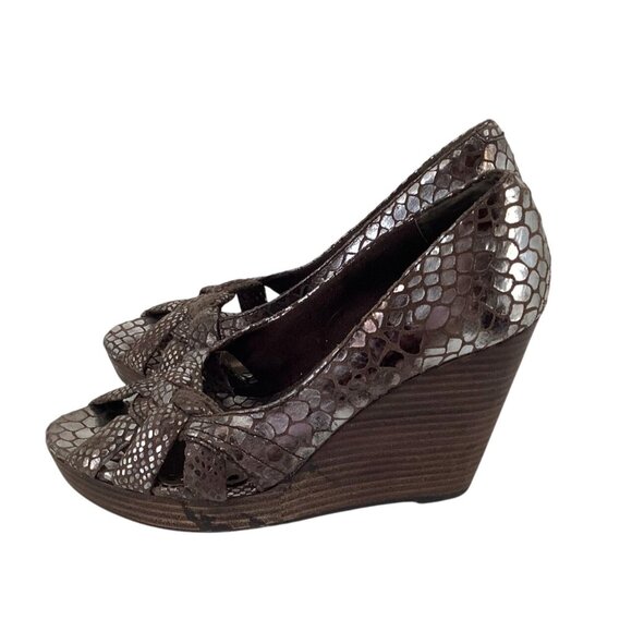 Seychelles Womens Open-Toe Snake Print Wedge Heels Size 7 Brown - Picture 4 of 7